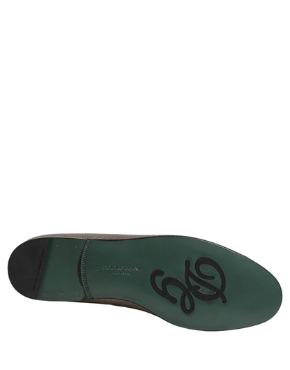 Dolce & Gabbana 9 To 5 Men's Leather Low-Heel Loafer Slip-On Shoes - Silver Signature
