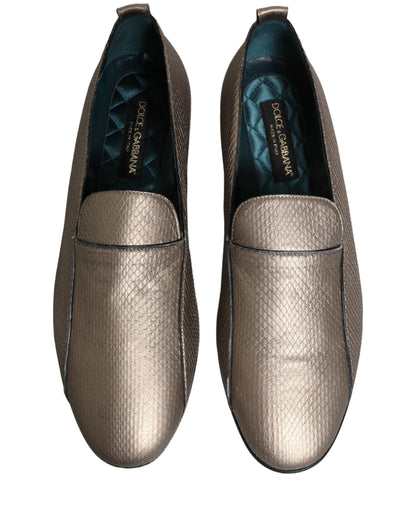 Dolce & Gabbana 9 To 5 Men's Leather Low-Heel Loafer Slip-On Shoes - Silver Signature