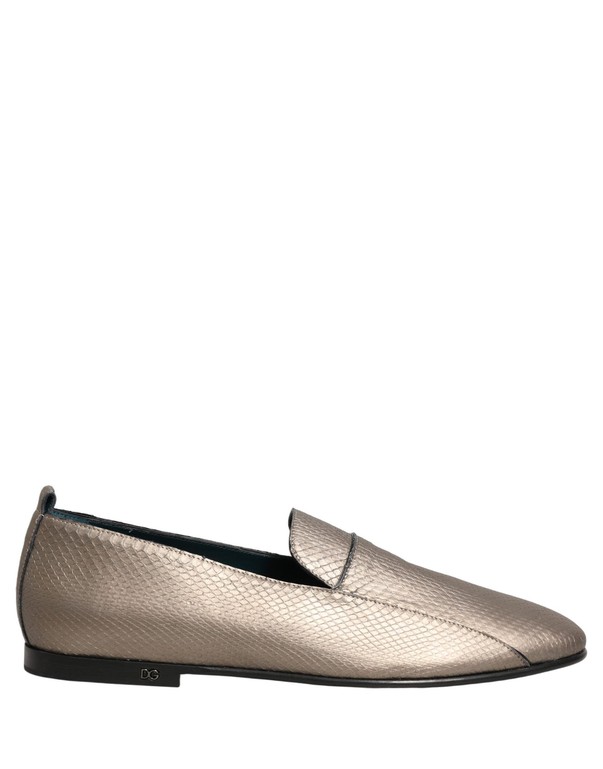 Dolce & Gabbana 9 To 5 Men's Leather Low-Heel Loafer Slip-On Shoes - Silver Signature