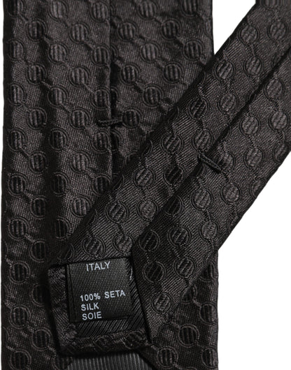 Dolce & Gabbana Men Black Silk Geometric Adjustable Tied Necktie Tie