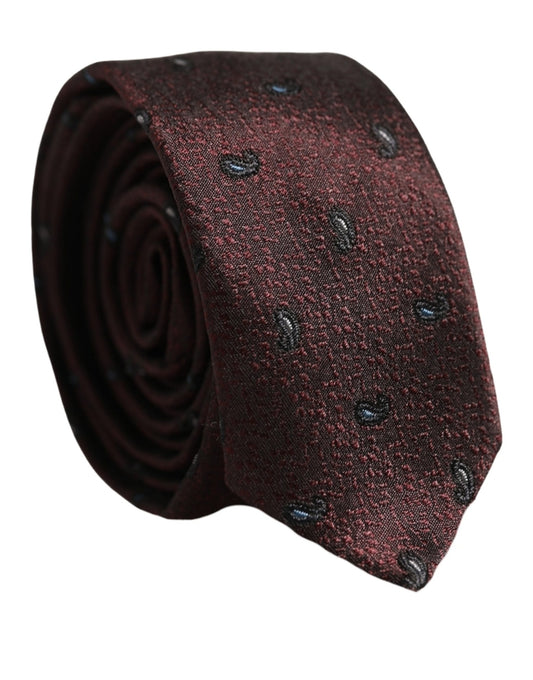 Necktie by Dolce & Gabbana for men in silk & viscose burgundy, patterned & paisley features an effortlessly chic silhouette, showcasing a sophisticated effortlessly chic finish from the signature Silk & Viscose Necktie collection.