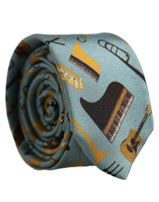 Necktie by Dolce & Gabbana for men in silk light-blue features a sun-drenched silhouette, showcasing the sun-drenched design of this Silk Necktie with a sun-drenched finish.