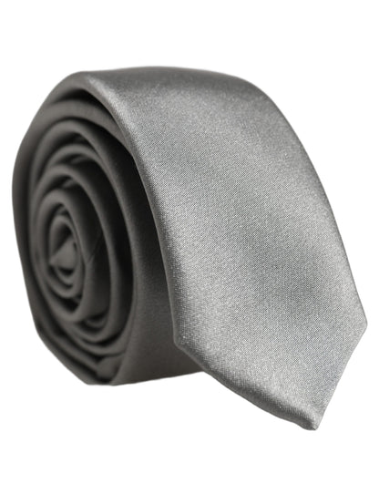 Dolce & Gabbana Gray Satin 100% Silk Adjustable Tied Men Necktie Tie