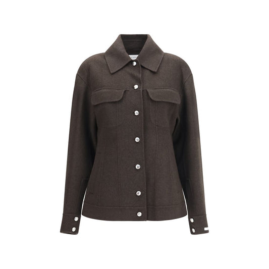 Overcoat by Max Mara for women in denim metal & virgin wool brown & patterned features an voluminous silhouette, showcasing distinct pockets and a voluminous shirt-collar neckline for a truly voluminous aesthetic.