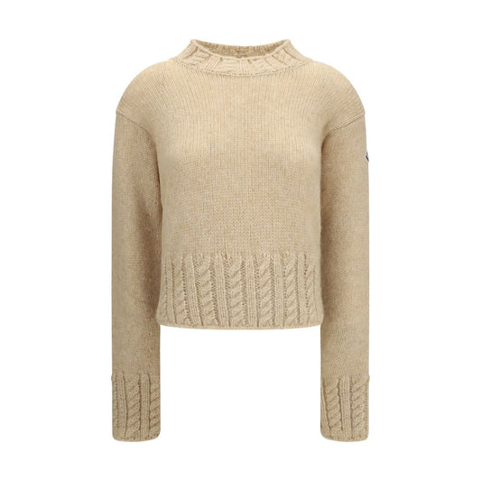 Moncler Women's Regular Fit Turtleneck &Crew Neck Polyamide Merino & Alpaca Wool Sweater - Beige Signature