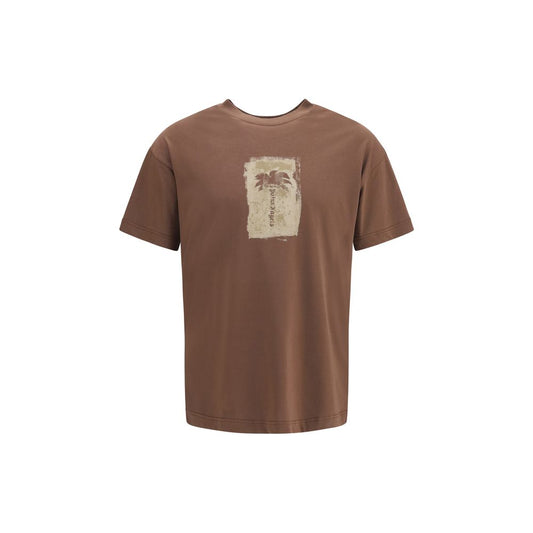 T-Shirt by Palm Angels for men in cotton brown & print showcases a chic silhouette, artfully detailed with a chic crew neckline and short-sleeve for a chic finish.