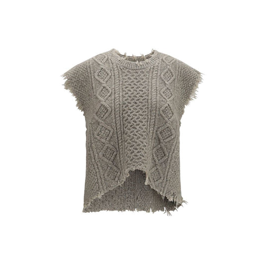 Sweater by R13 for women in polyamide viscose wool beige showcases a discreet silhouette, finished with a discreet crew neckline and sleeveless for a discreet look.