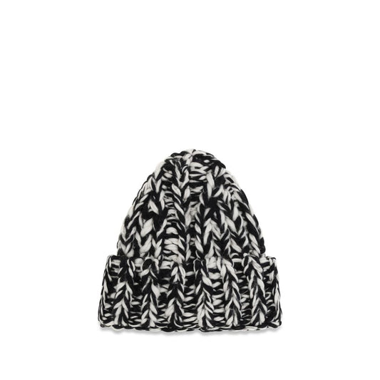 Beanie Hat by Ami Paris for men in merino wool black features a refined luxury silhouette, artfully capturing the essence of the refined luxury Merino Wool Beanie Hat design for a sophisticated, premium look.