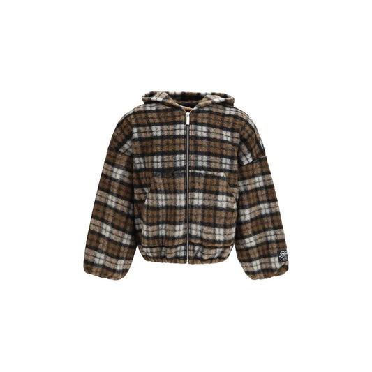 Sweatshirt Hoodie by PDF Channel for men in acrylic mohair polyester & merino wool brown, patterned & tartan features a edgy silhouette, detailed with a edgy hooded neckline and for a refined finish.