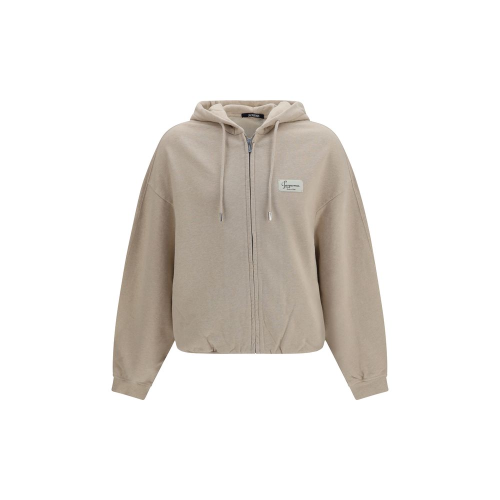 Sweatshirt Hoodie by Jacquemus for men in cotton beige features an avant-garde silhouette, showcasing a sophisticated hooded neckline and detail for a truly avant-garde finish.