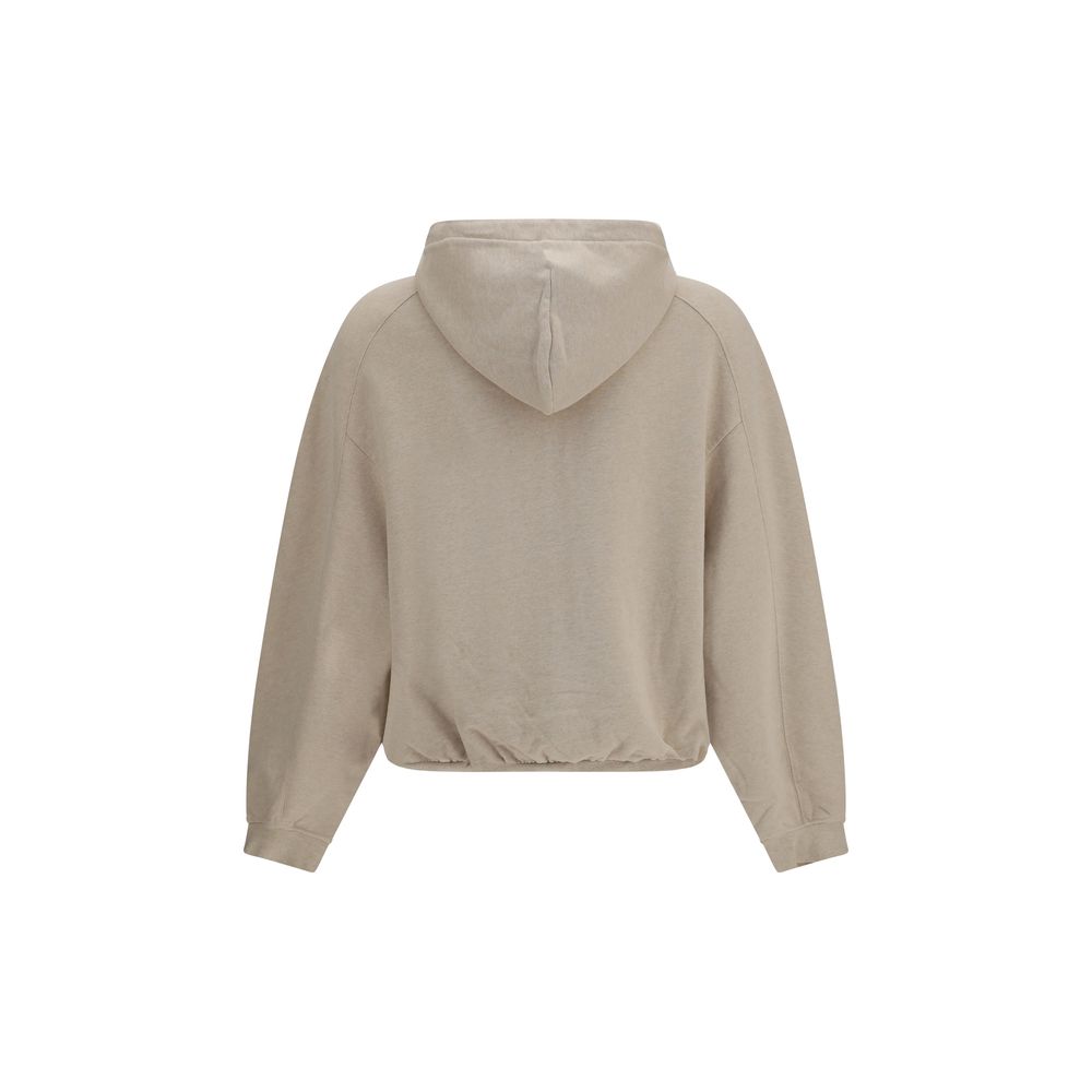 Sweatshirt Hoodie by Jacquemus for men in cotton beige features a slouchy chic silhouette, detailed with a slouchy chic and a signature hooded neckline for an elevated aesthetic.