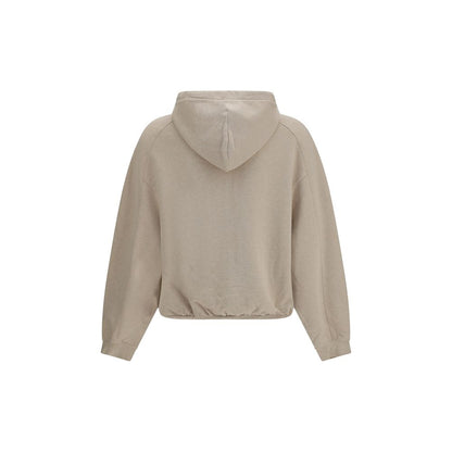 Sweatshirt Hoodie by Jacquemus for men in cotton beige features a slouchy chic silhouette, detailed with a slouchy chic and a signature hooded neckline for an elevated aesthetic.