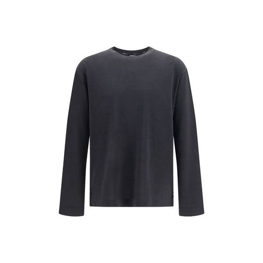 T-Shirt by Jacquemus for men in paper & polyester black showcases a fashionable silhouette, elegantly detailed with a fashionable long-sleeve and crew square neckline for a sophisticated, high-fashion look.
