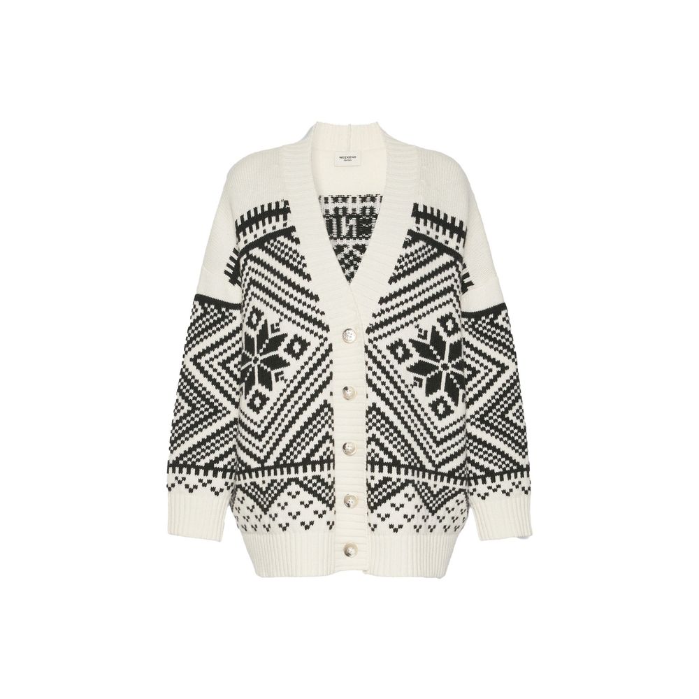 Cardigan by Max Mara for women in virgin wool white features an impeccable silhouette, showcasing a sophisticated and long-sleeve detail for a truly impeccable finish.