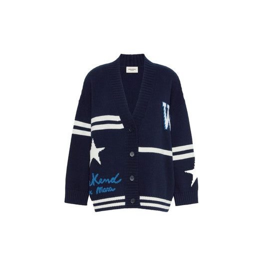 Cardigan by Max Mara for women in virgin wool blue features an impeccable silhouette, showcasing a sophisticated and long-sleeve detail for a truly impeccable finish.