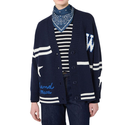 Max Mara Blue Virgin Wool Cardigan