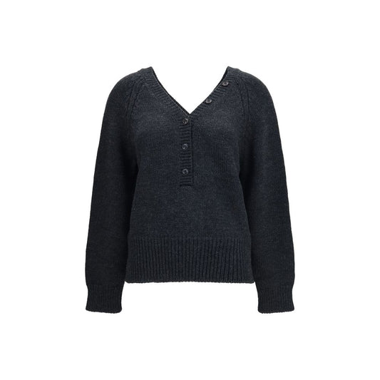 Cardigan by Our Legacy for women in merino wool gray presents a textural silhouette, artfully finished with a textural v-neck split neckline and for a sophisticated, textural look.