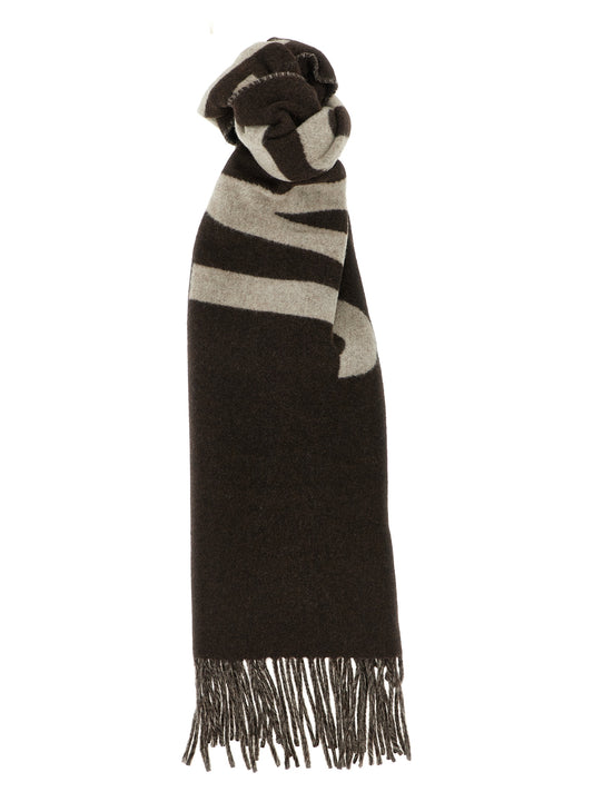 Scarf by Jacquemus for women in wool brown showcases a on trend silhouette, artfully capturing the on trend essence of the Wool Foulard Scarf design with a sophisticated finish.