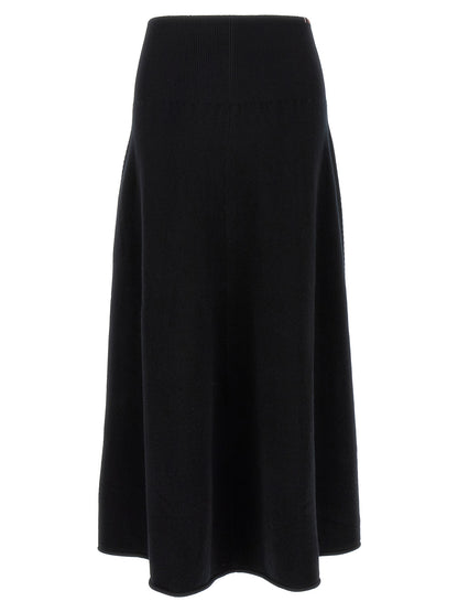 Extreme Cashmere Black Cashmere Midi Skirt