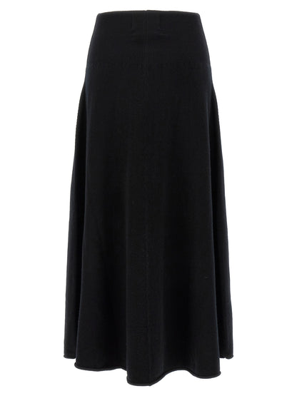 Extreme Cashmere Black Cashmere Midi Skirt