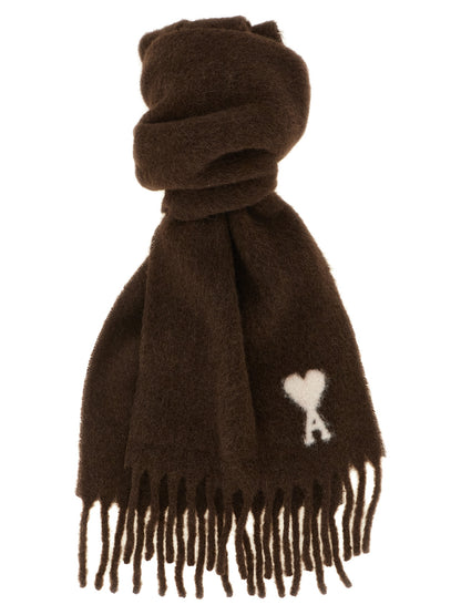 Ami Paris Brown Alpaca Leather Foulard