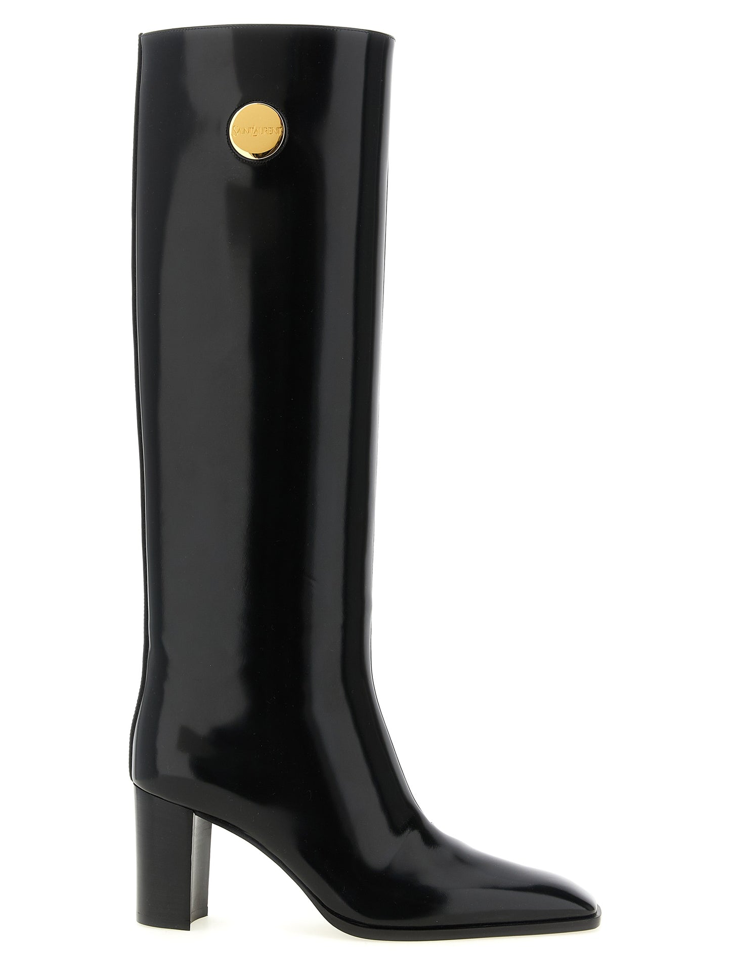 Saint Laurent Black Calfskin Over The Knee