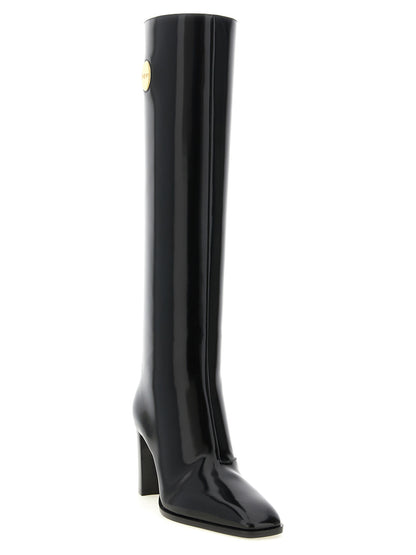 Saint Laurent Black Calfskin Over The Knee