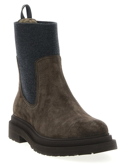 Brunello Cucinelli Brown Calfskin Ankle Boots