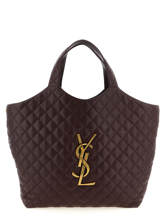Quilted Clutch Tote Bag by Saint Laurent for women in lamb leather bordeaux features an sumptuous Cassandre Icare Lamb Leather Quilted Clutch Tote Bag design with a secure , ample , and versatile handle for an sumptuous finish.