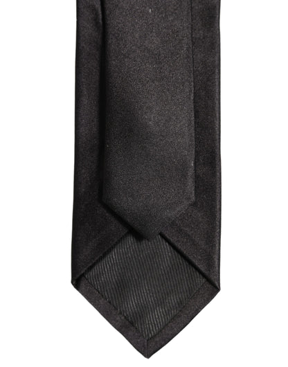 Dolce & Gabbana Black Satin 100% Silk Adjustable Tied Men Necktie Tie