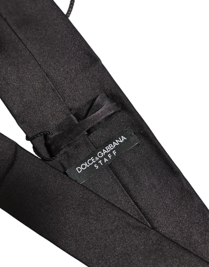 Dolce & Gabbana Black Satin 100% Silk Adjustable Tied Men Necktie Tie