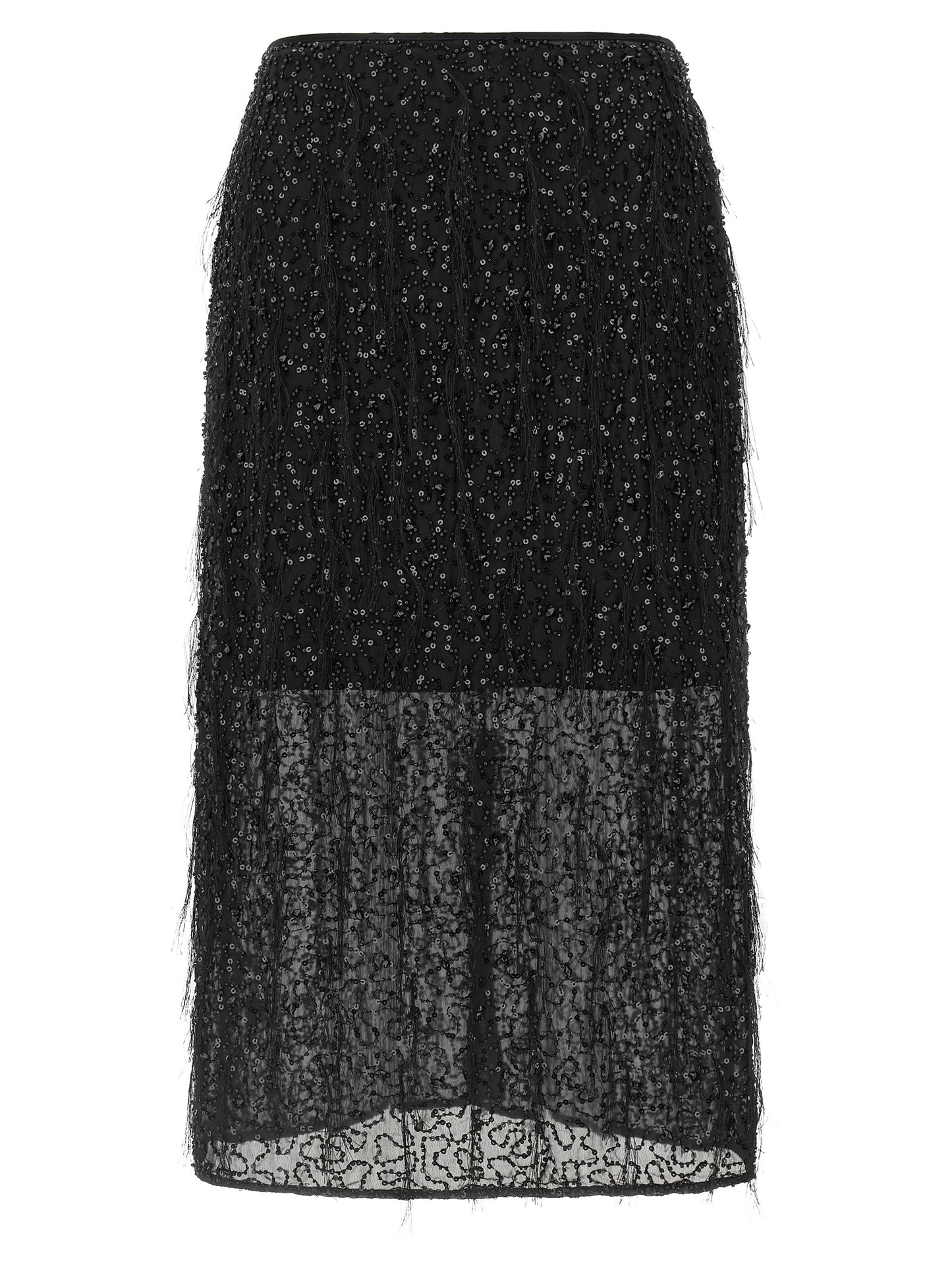 Twinset Black Polyester Midi Skirt