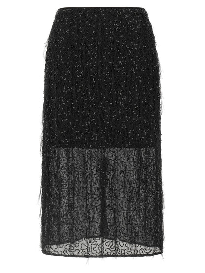Twinset Black Polyester Midi Skirt