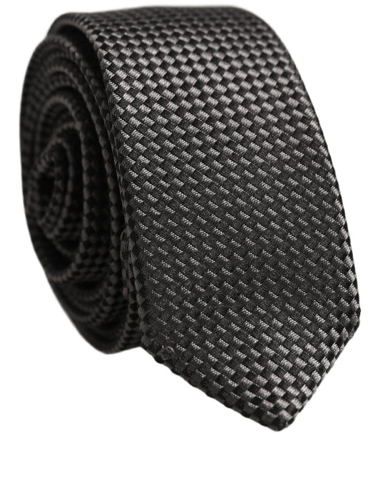 Necktie by Dolce & Gabbana for men in silk polyester & viscose dark-gray features a sun-drenched silhouette, showcasing the sun-drenched design of this Silk Polyester & Viscose Necktie with a sun-drenched finish.