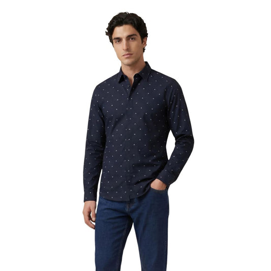 Shirt by Armani Exchange for men in stretch cotton blue & patterned, featuring a nuanced and nuanced for a sophisticated finish.