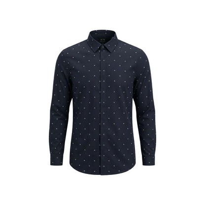 Armani Exchange Blue Cotton Pattern Shirt