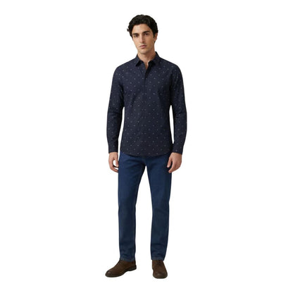 Armani Exchange Blue Cotton Pattern Shirt