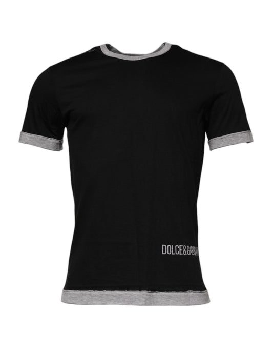 T-Shirt by Dolce & Gabbana for men in cotton black features a plush silhouette, showcasing a sophisticated crew neckline and short-sleeve for a truly plush finish.