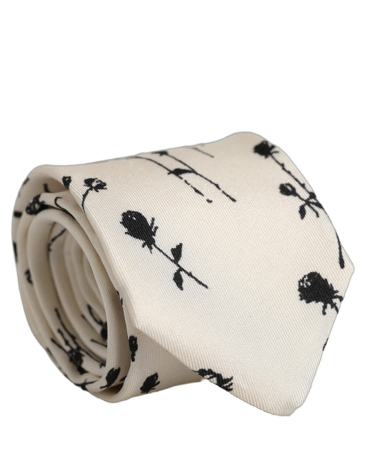 Necktie by Dolce & Gabbana for men in silk white, floral & print features an effortlessly chic silhouette, showcasing a sophisticated effortlessly chic finish from the signature Silk Necktie collection.