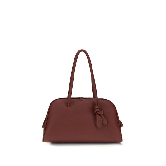 Large Shoulder Bowling Handbag by Jacquemus for women in bos taurus calf leather bordeaux features a contemporary silhouette, showcasing a secure zipper, ample , and contemporary shoulder-strap for a sophisticated look.