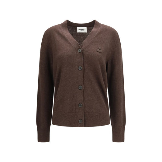 Cardigan by Isabel Marant Étoile for women in wool cotton brown & toile showcases a captivating silhouette, artfully detailed with a captivating long-sleeve and v-neck neckline for a truly sophisticated captivating look.