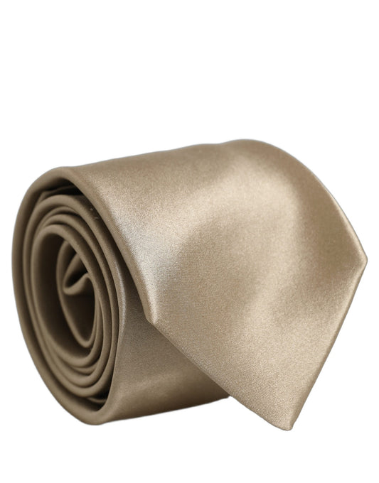 Necktie by Dolce & Gabbana for men in silk satin beige features an effortlessly chic silhouette, showcasing a sophisticated effortlessly chic finish from the signature Silk Satin Necktie collection.