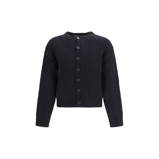 Cardigan by Our Legacy for men in merino wool & leather black features an impeccable silhouette, showcasing a sophisticated and detail for a truly impeccable finish.