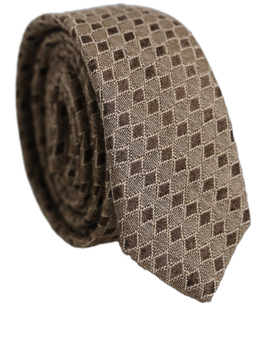 Tie Clip by Dolce & Gabbana for men in silk wool & viscose brown & patterned features a stylish finish with accents, showcasing a stylish and premium .