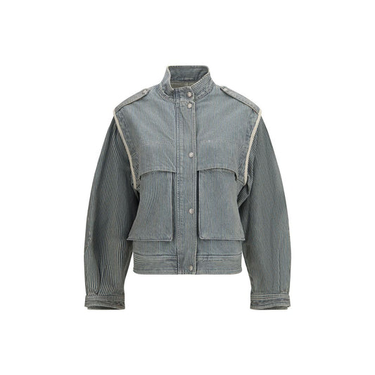 Jacket by Isabel Marant Étoile for women in cotton twill blue & toile presents a authentic silhouette, artfully detailed with a authentic stand-collar neckline and functional pockets for a premium authentic finish.