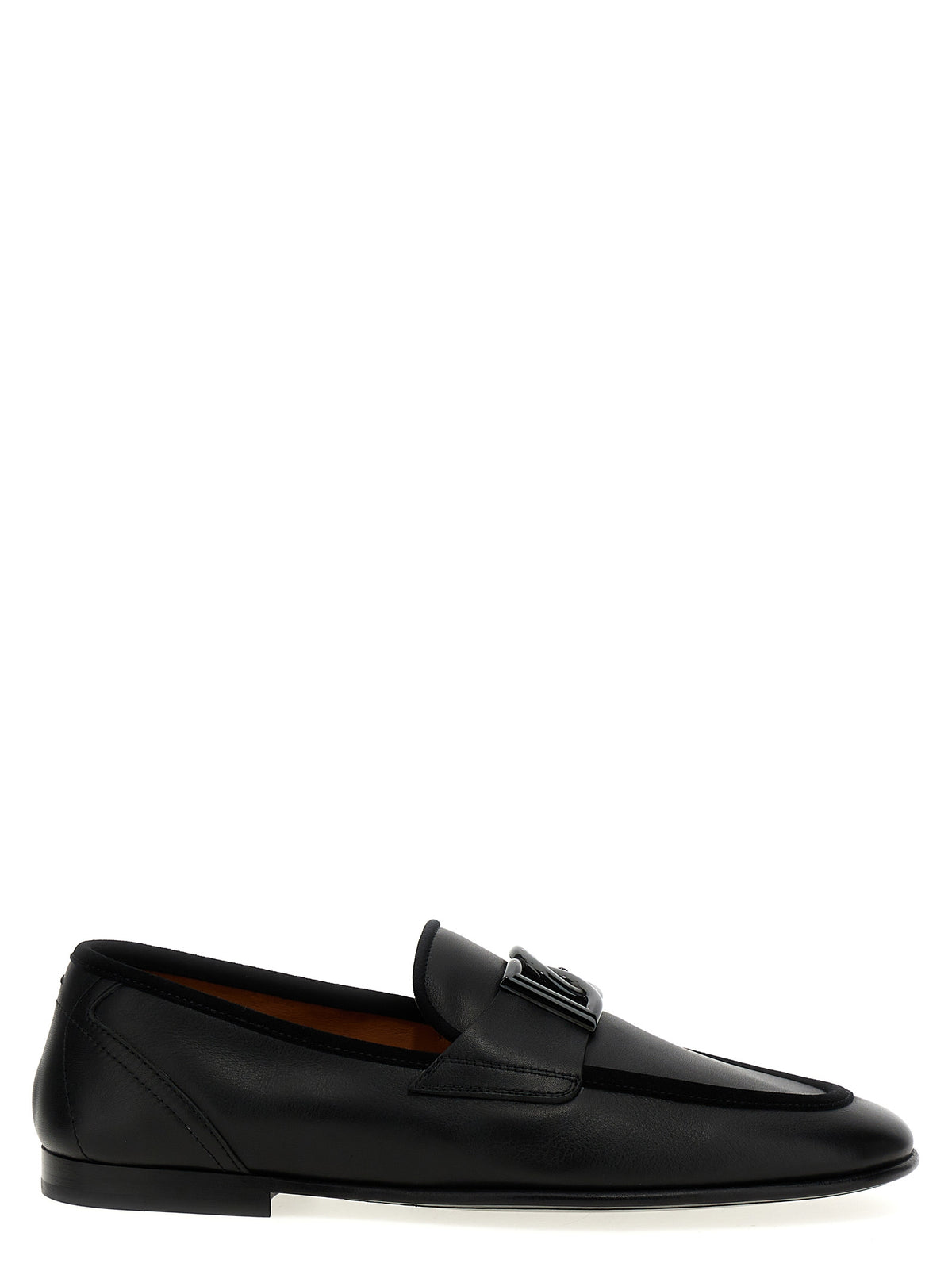 Loafer Slip-On Shoes by Dolce & Gabbana for men in suede calfskin leather black showcases a resplendent Men's Suede Calfskin Leather Loafer Slip-On Shoes aesthetic, defined by its resplendent and elegant .