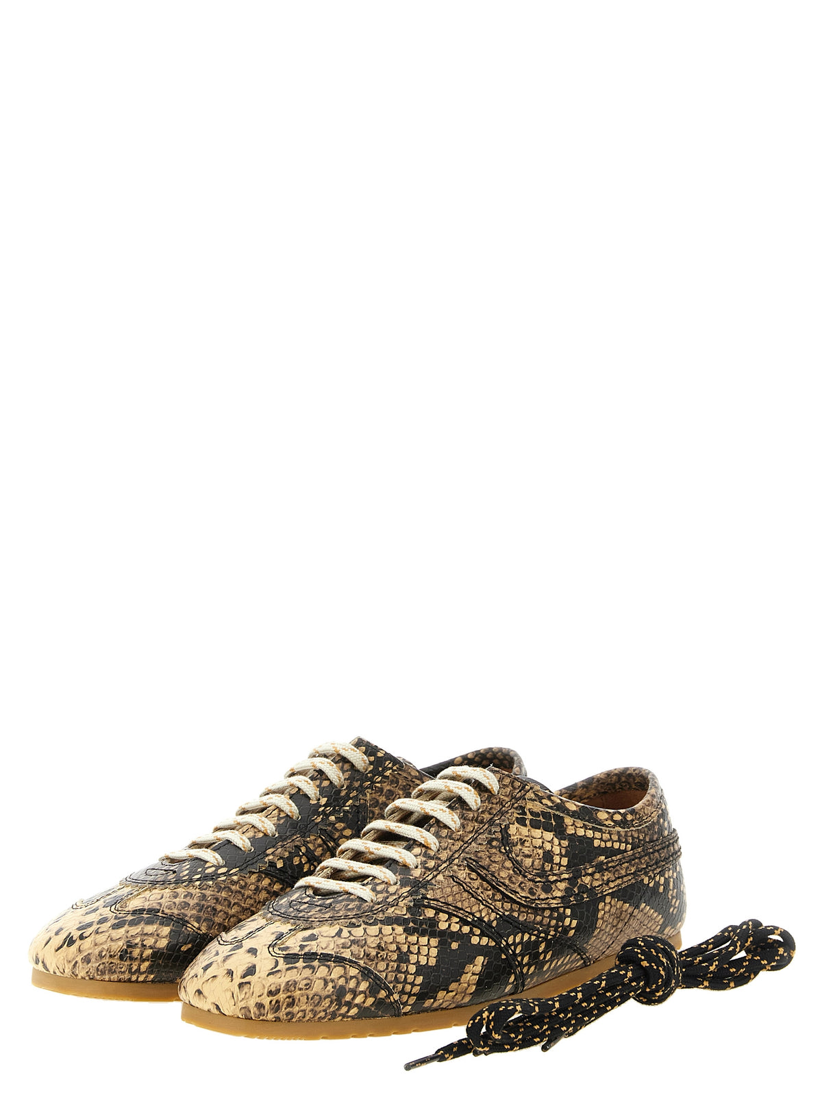 Dries Van Noten Beige Calfskin Low Top Sneakers
