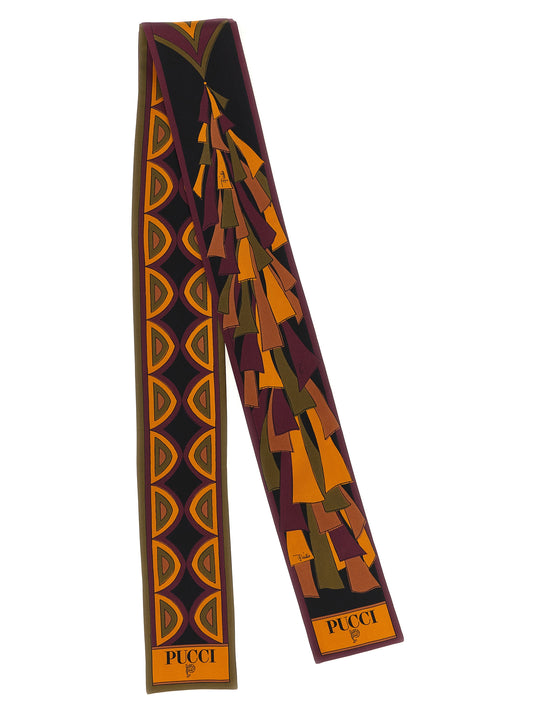 Scarf by Emilio Pucci for women in silk twill black, gold, green, multicolor, olive, patterned, signature & print presents a effortlessly chic silhouette, artfully capturing the essence of the effortlessly chic Silk Twill Scarf design for a sophisticated look.