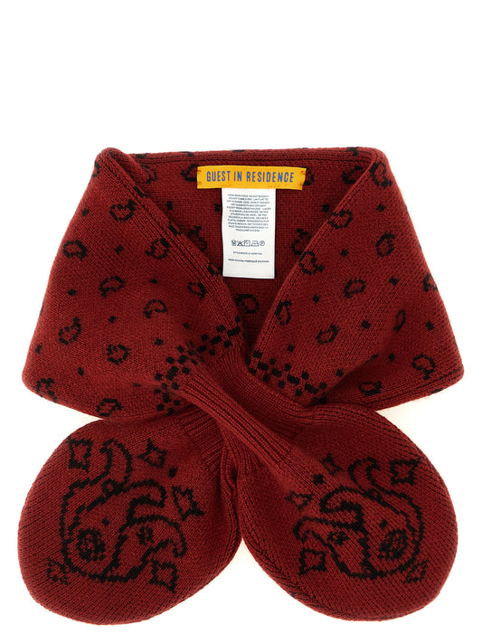 Scarf by Guest in Residence for women in cashmere black, red, patterned & jacquard showcases a on trend silhouette, artfully capturing the on trend essence of the Cashmere Foulard Scarf design with a sophisticated finish.