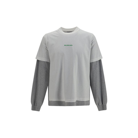 T-Shirt by Balenciaga for men in cotton white features an edgy silhouette, meticulously detailed with a sophisticated long-sleeve and crew neckline for a truly edgy finish.